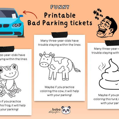 8 Funny Printable Bad Parking Tickets - Fake Parking Cards for Bad Drivers
