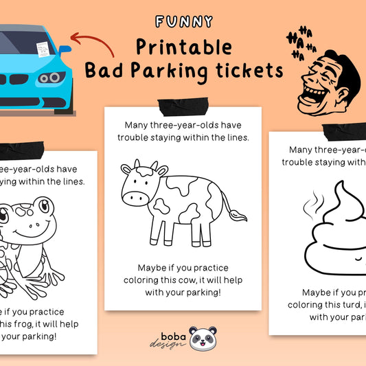 8 Funny Printable Bad Parking Tickets - Fake Parking Cards for Bad Drivers
