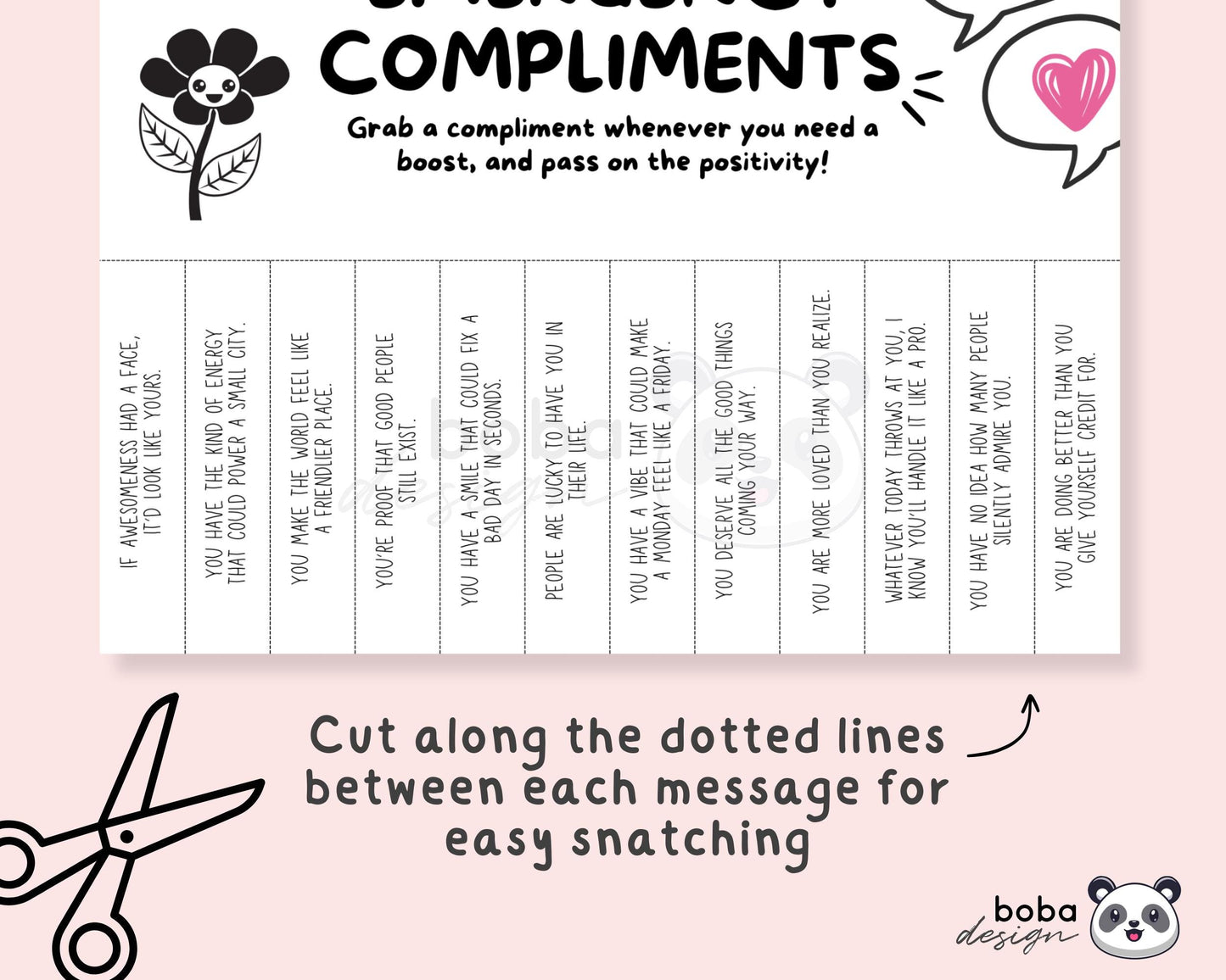 Funny Emergency Compliments Tear-Off (version 2) - Printable Office Sign, Cubicle Decor