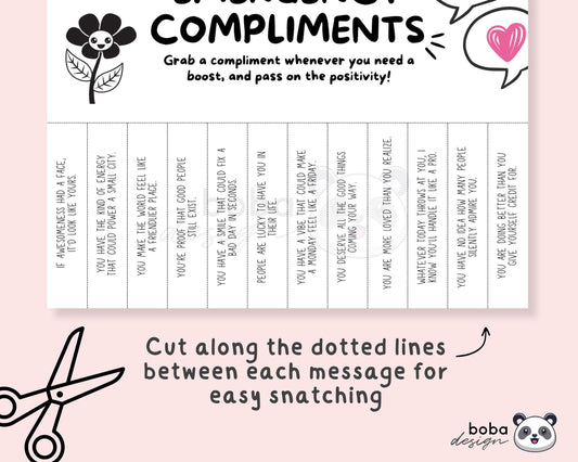 Funny Emergency Compliments Tear-Off (version 2) - Printable Office Sign, Cubicle Decor