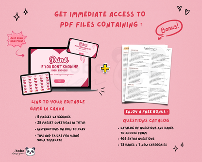 Couple Trivia Drinking Game – Editable Canva Template for Date Night
