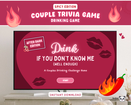 Spicy Couple Trivia Drinking Game – Editable Canva Template for Date Night