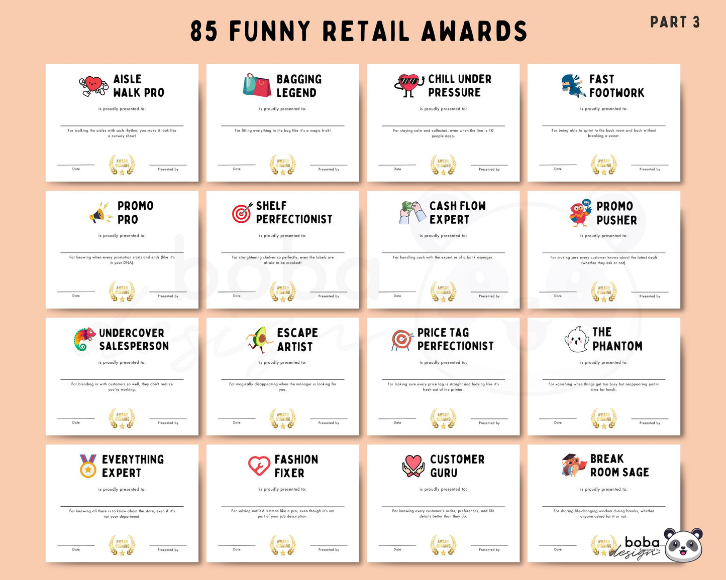 85 Funny Retail Employee Awards - Printable Appreciation Awards