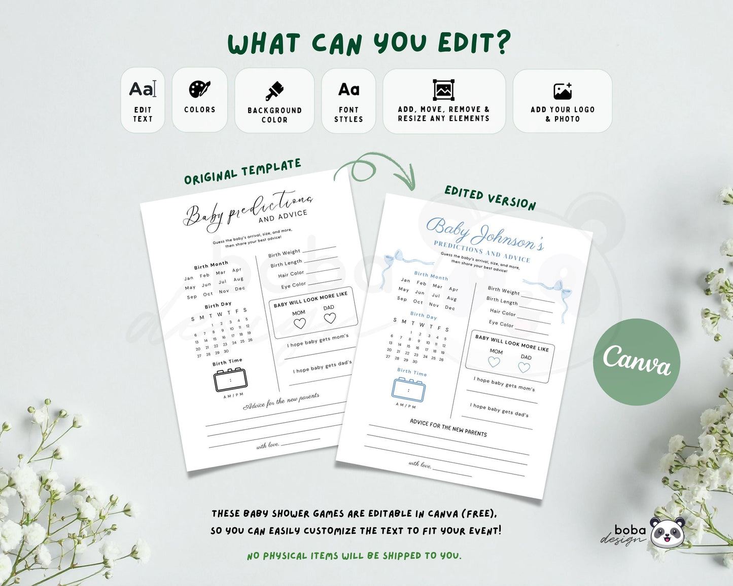 Editable Baby Shower Games – Minimalist and Gender Neutral Printable Bundle