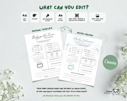 Editable Baby Shower Games – Minimalist and Gender Neutral Printable Bundle