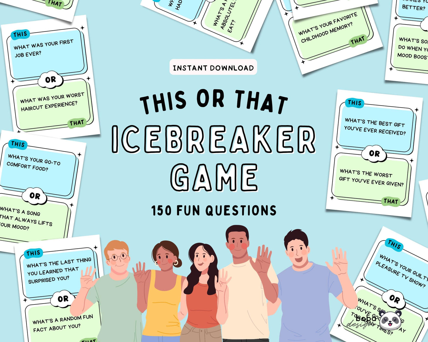 75 This or That Icebreaker Game Cards - Printable Team Building and Office Game Cards