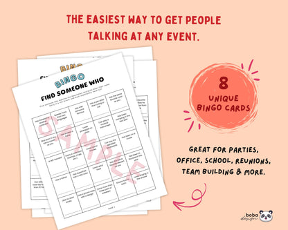 Find Someone Who Bingo – 8 Printable Icebreaker Cards