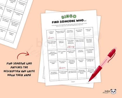 Find Someone Who Bingo – 8 Printable Icebreaker Cards