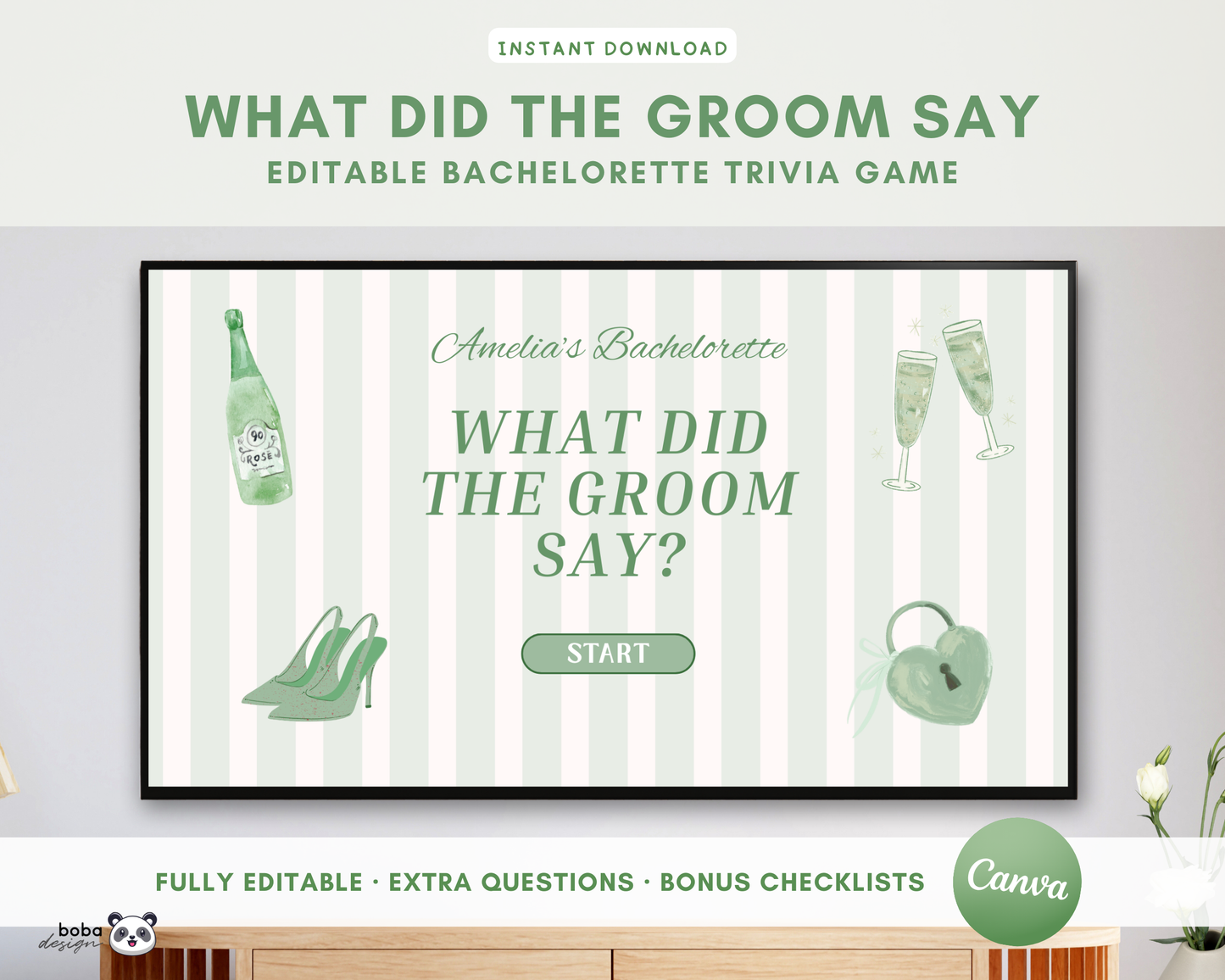 Green Stripe What Did the Groom Say Game