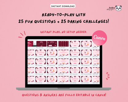 Spicy Couple Trivia Drinking Game – Editable Canva Template for Date Night