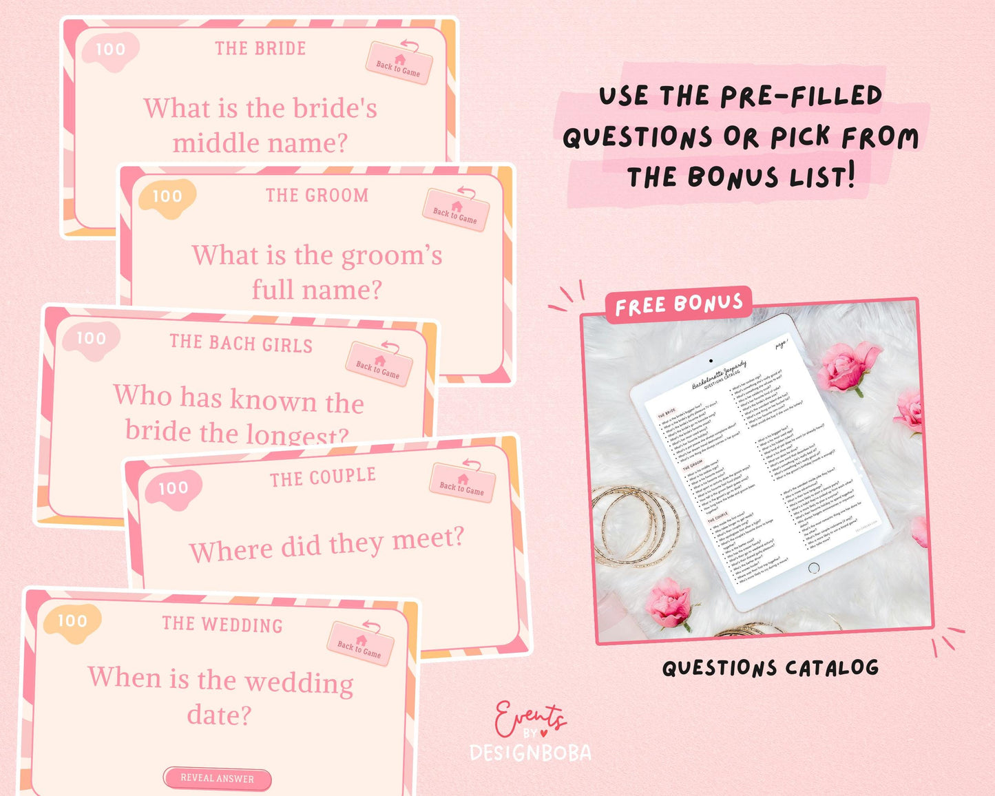 Retro Pastel Vibes – Retro Bachelorette Jeopardy Game (Canva Template)