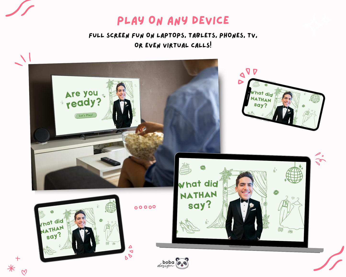 Custom Groom Head What Did the Groom Say Game Green