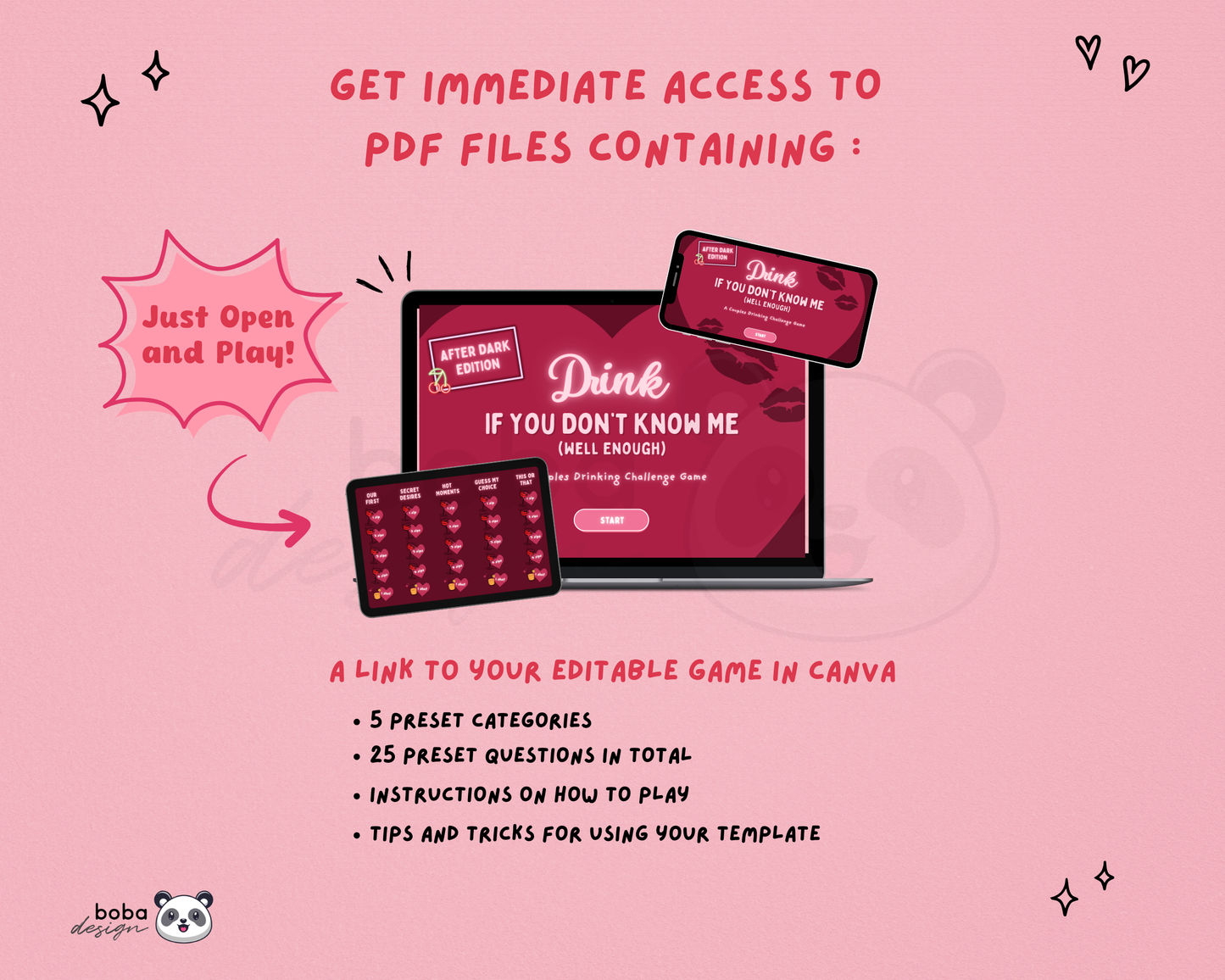 Spicy Couple Trivia Drinking Game – Editable Canva Template for Date Night