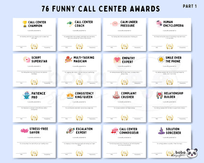 76 Funny Call Center Employee Awards - Printable Appreciation Awards