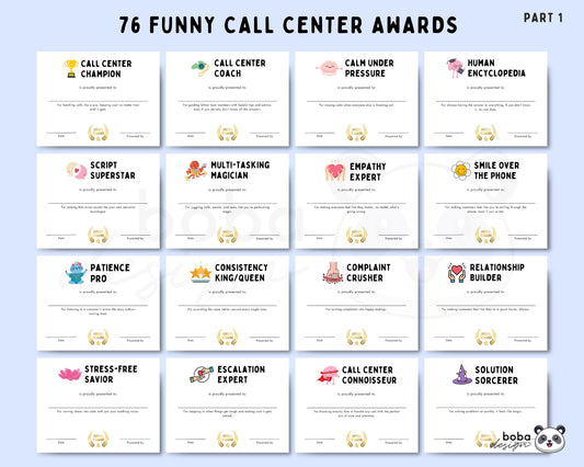 76 Funny Call Center Employee Awards - Printable Appreciation Awards