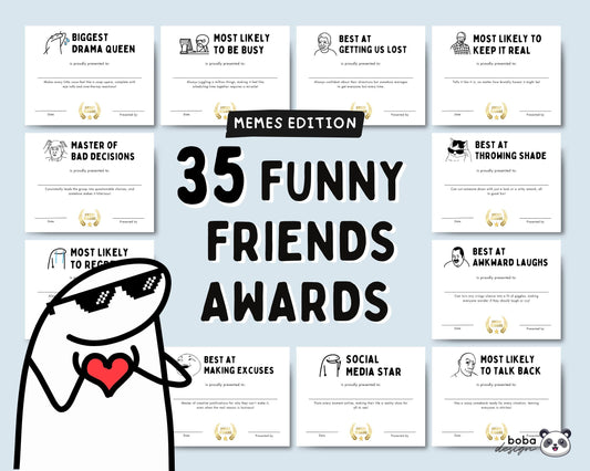 35 Funny Friends Awards - Printable Appreciation and Reunion Gift
