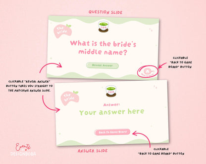 Matcha-Inspired Jeopardy Game – Tea Party Bachelorette (Canva Template)