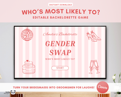 Pink Stripe Gender Swap Bachelorette Game - Bridesmaids to Bridesmen
