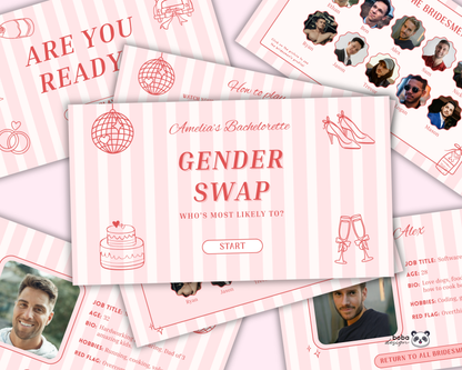 Pink Stripe Gender Swap Bachelorette Game - Bridesmaids to Bridesmen