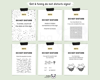 6 Funny Impossible Challenge Do not disturb Signs  - Printable Office Door and Desk Decor