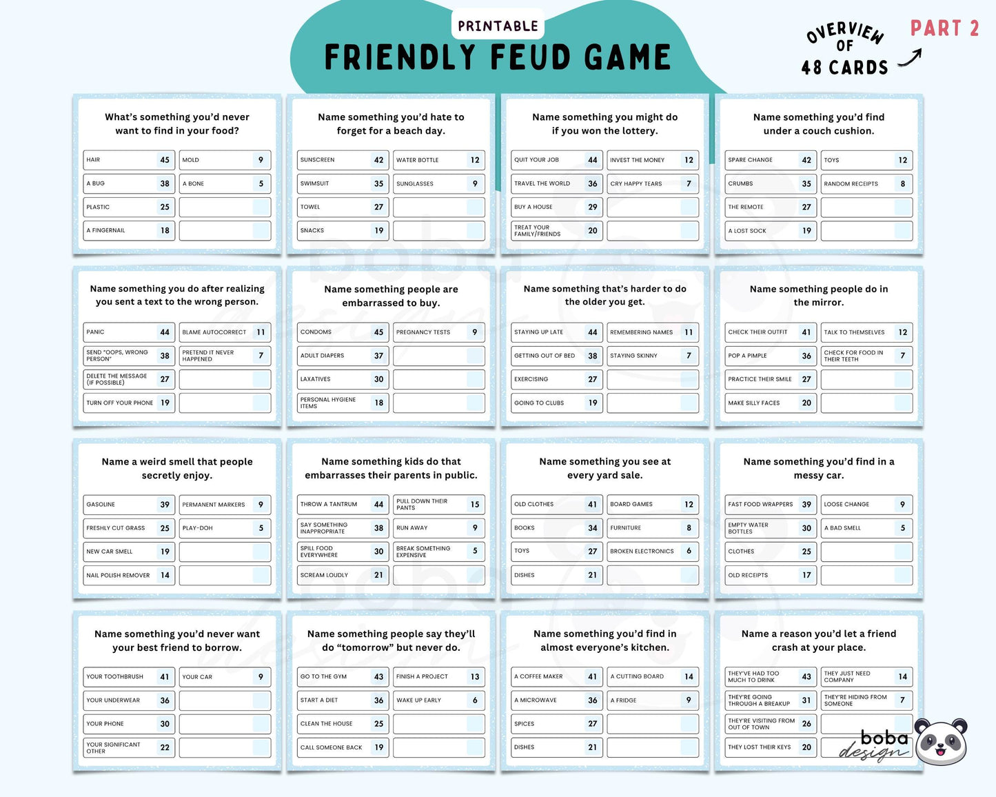 Friendly Feud - Printable Group Party Game