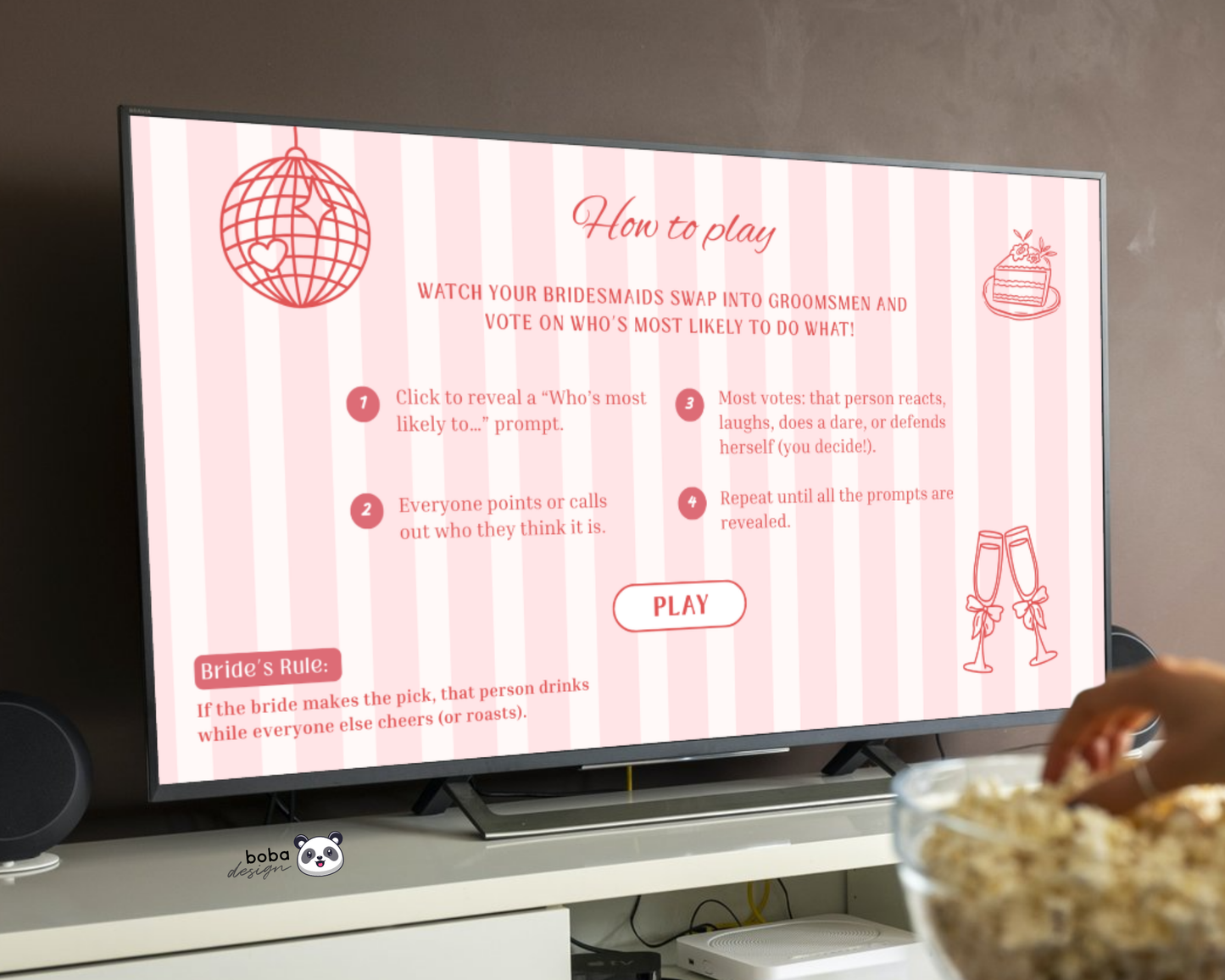 Pink Stripe Gender Swap Bachelorette Game - Bridesmaids to Bridesmen