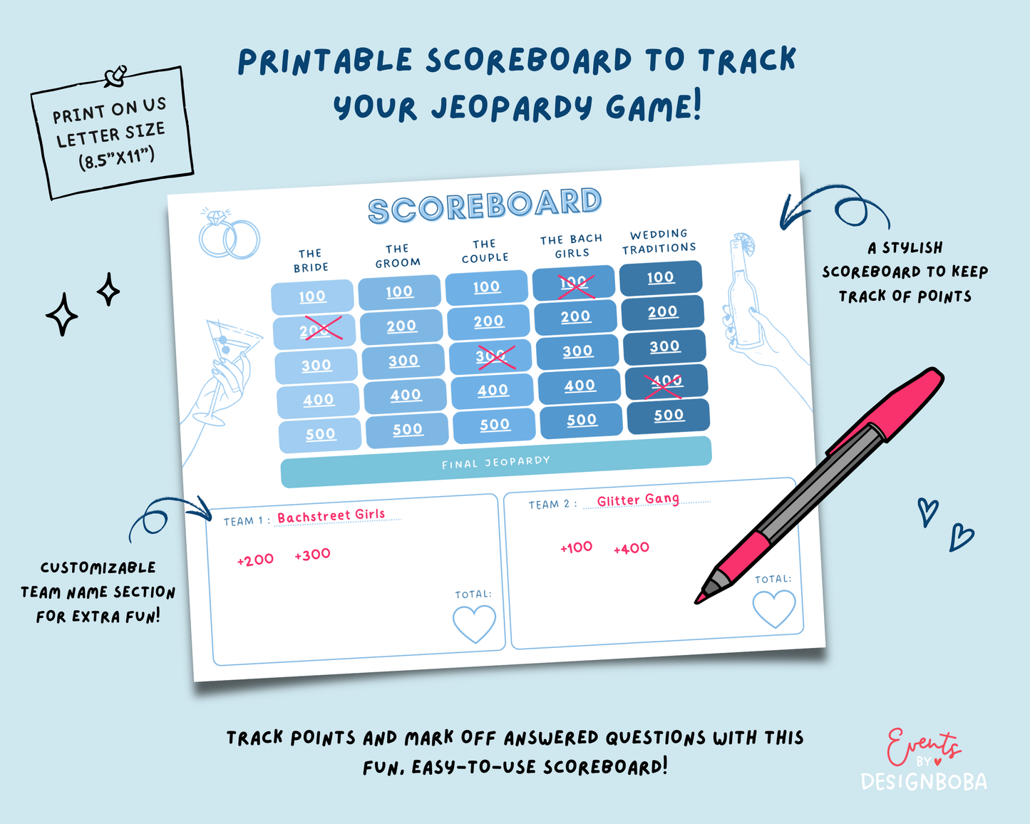 Last Toast on The Coast V2 – Blue Bachelorette Jeopardy Game (Canva Template)