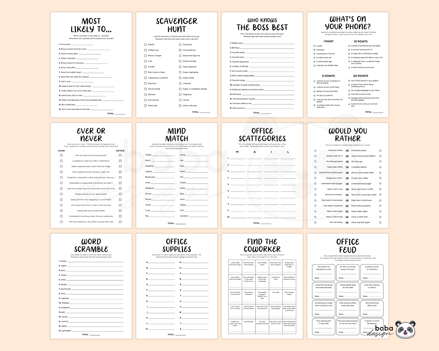 Office Game Bundle - Team Building, Icebreaker Games Printable