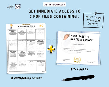 116 Printable Funny Medical Staff Awards - Appreciation Awards