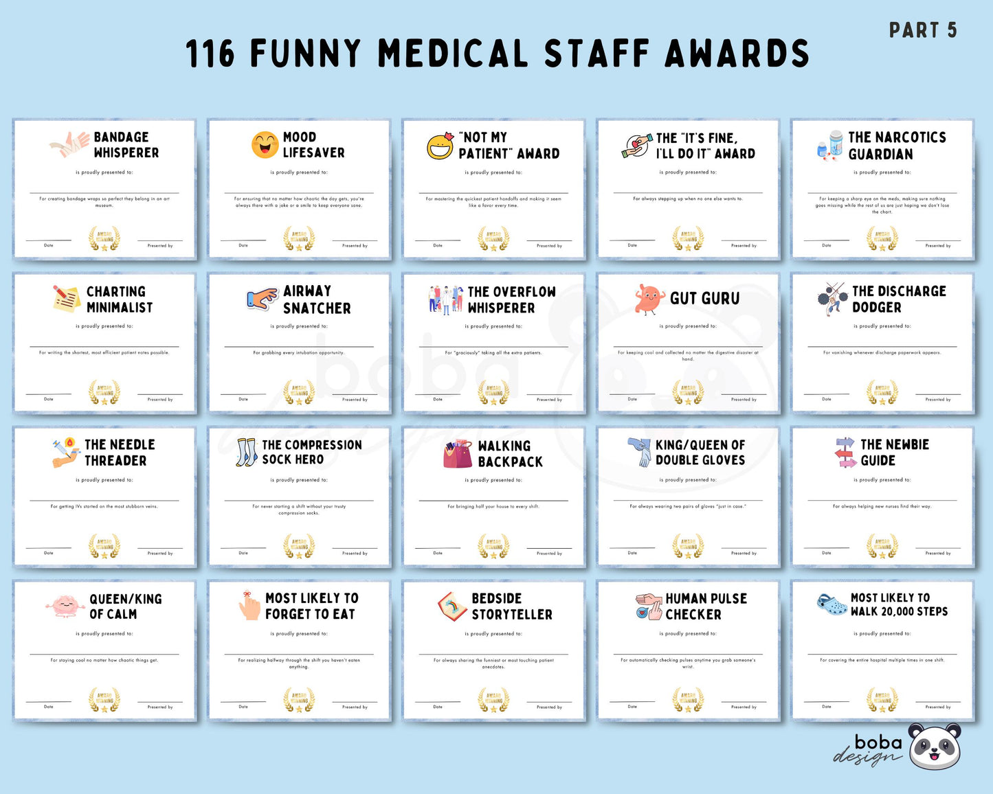 116 Printable Funny Medical Staff Awards - Appreciation Awards