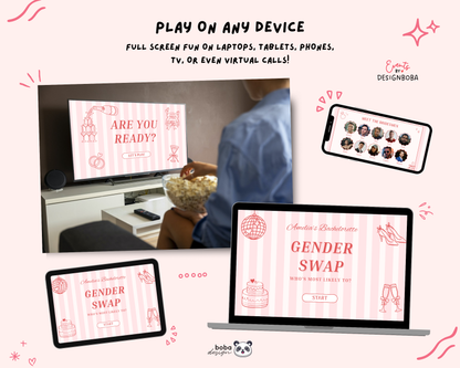 Pink Stripe Gender Swap Bachelorette Game - Bridesmaids to Bridesmen