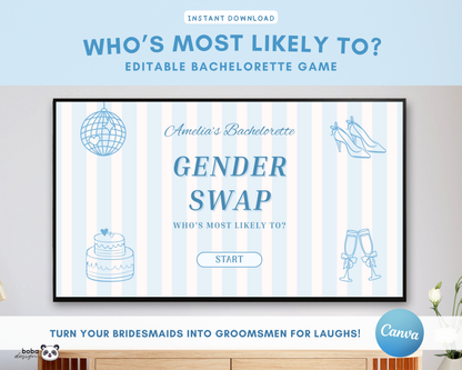 Blue Stripe Gender Swap Bachelorette Game - Bridesmaids to Bridesmen