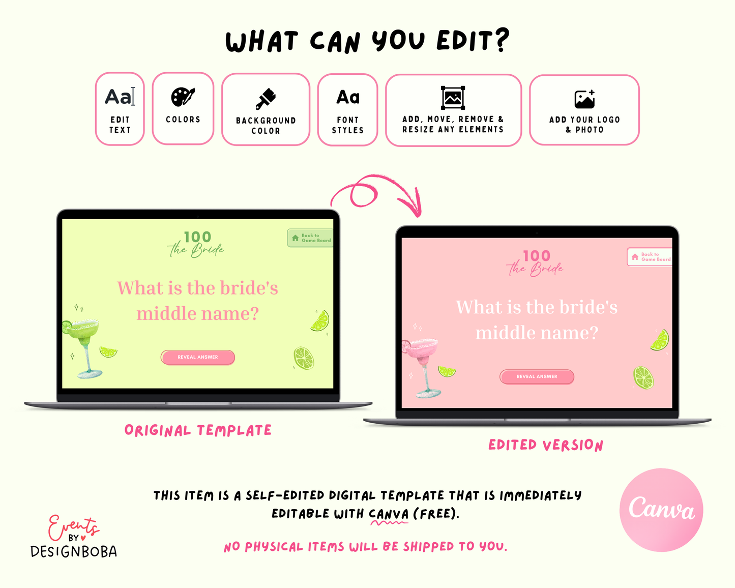 Margs and Matrimony V2 – Green & Pink Bachelorette Jeopardy Game (Canva Template)