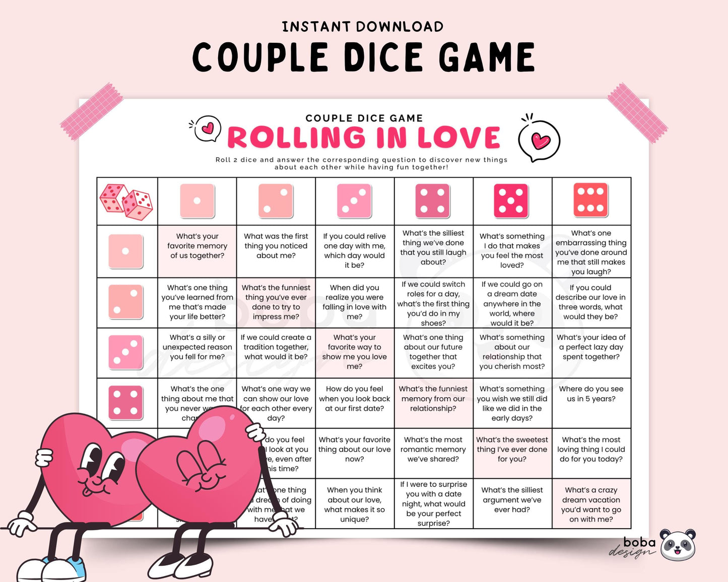 Romantic Dicebreaker - Printable Couples Date Night Game