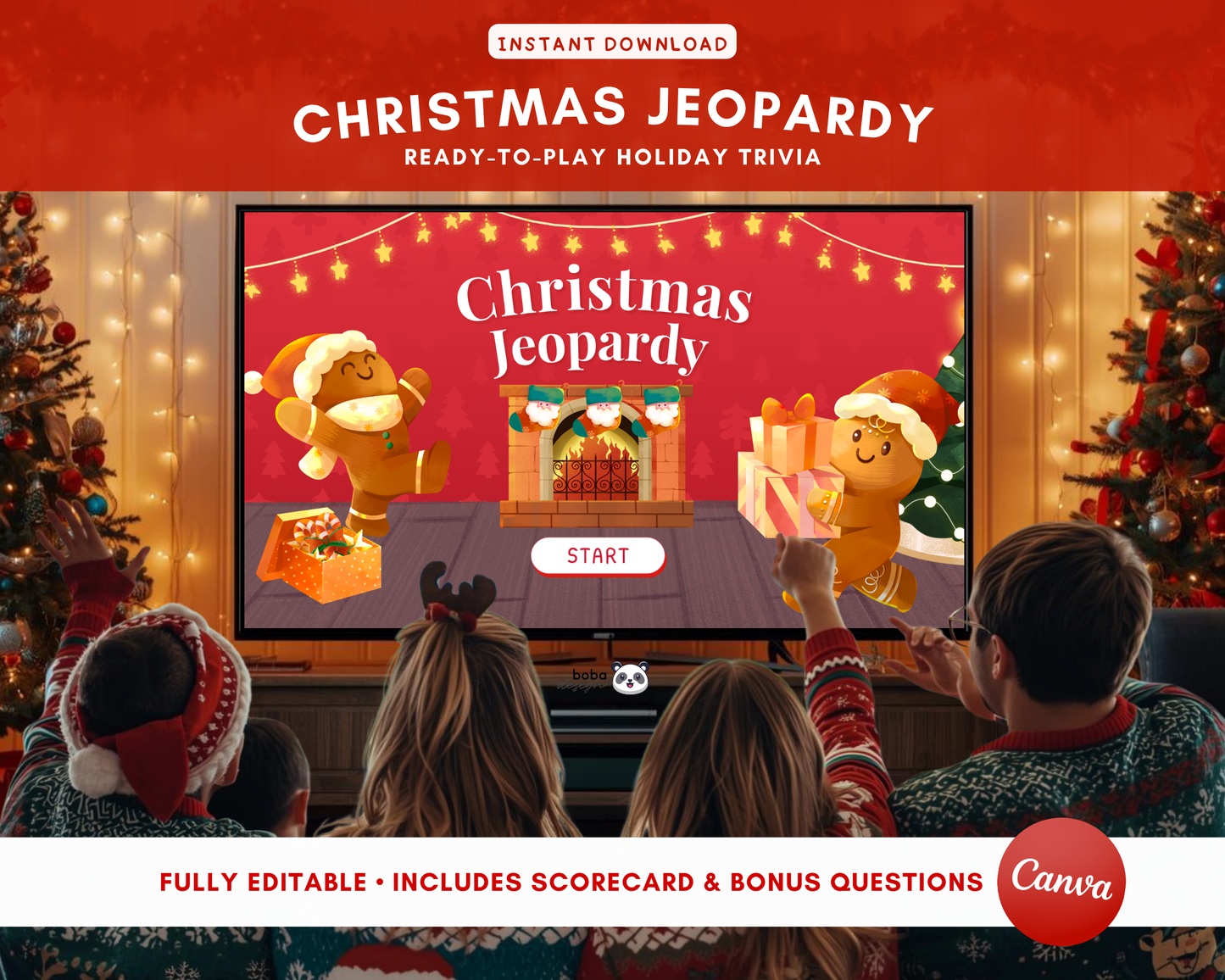 Editable Gingerbread Christmas Jeopardy Game