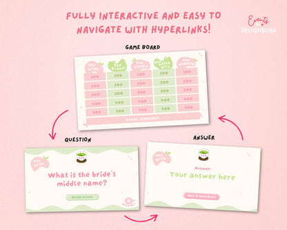 Matcha-Inspired Jeopardy Game – Tea Party Bachelorette (Canva Template)