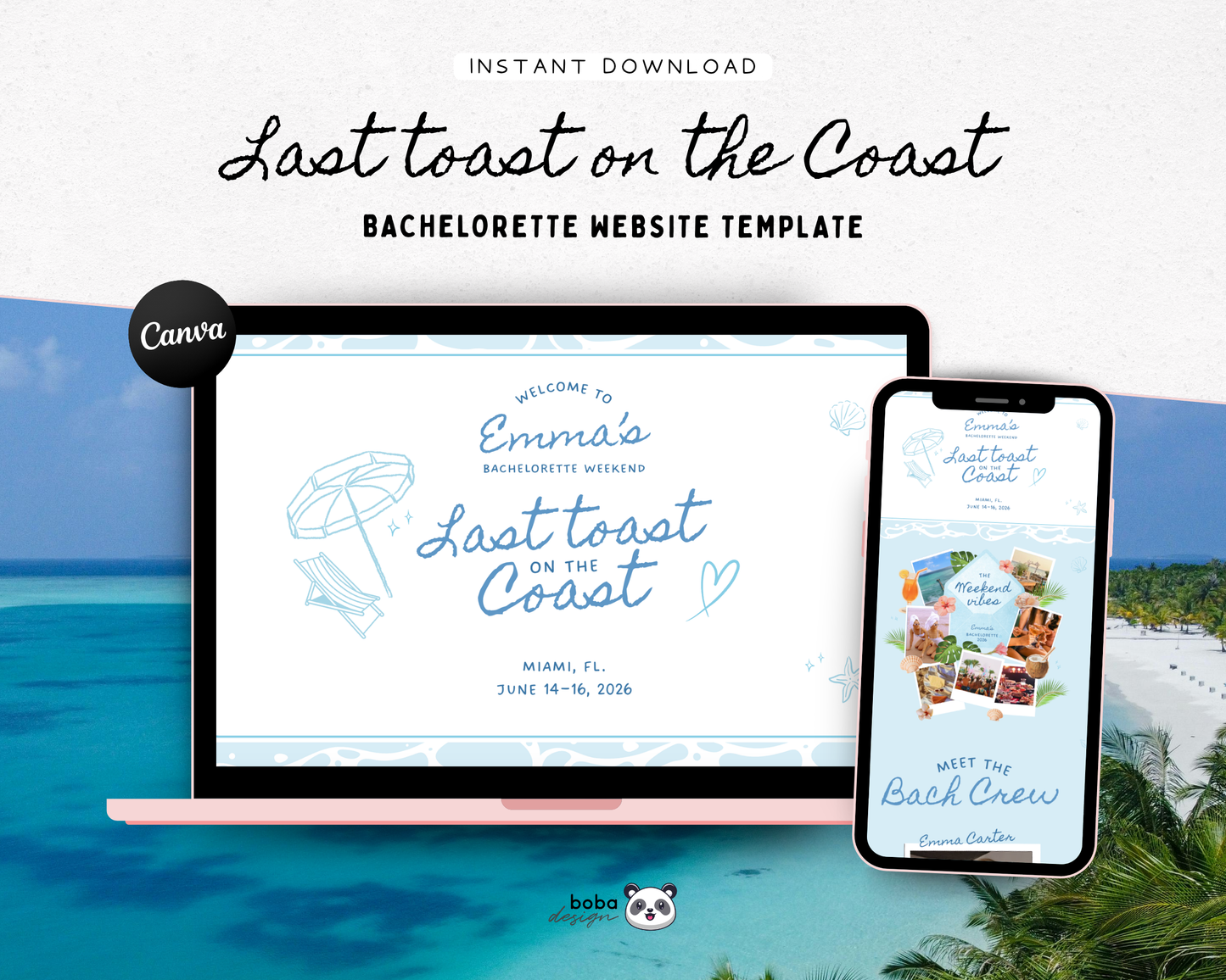 Last Toast on the Coast Bachelorette Itinerary Template Website