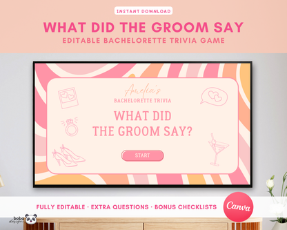 Retro Pastel Vibes What Did the Groom Say Game