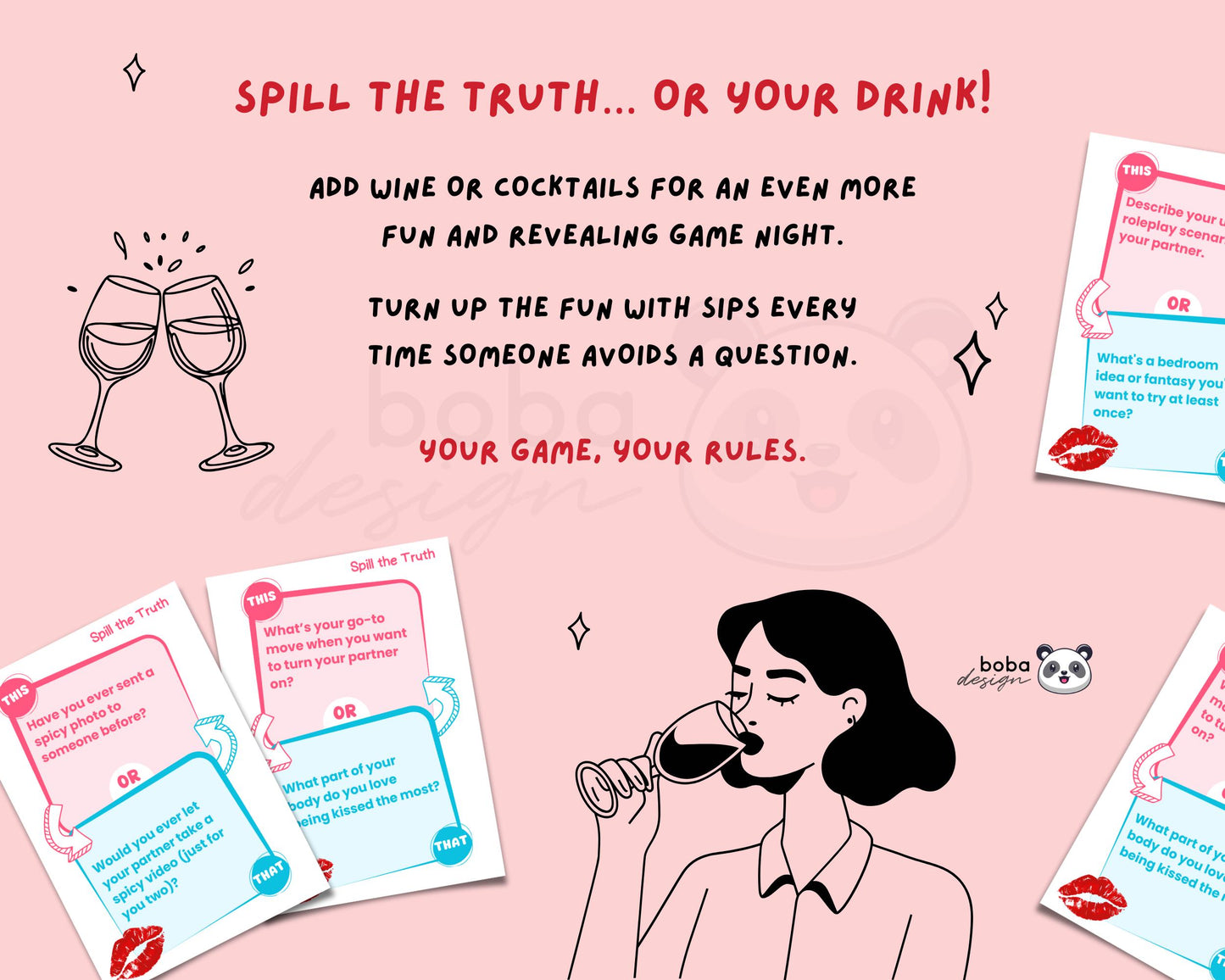 Spill the Truth (Spicy Edition) - Printable This or That Couple Drinking Game Cards