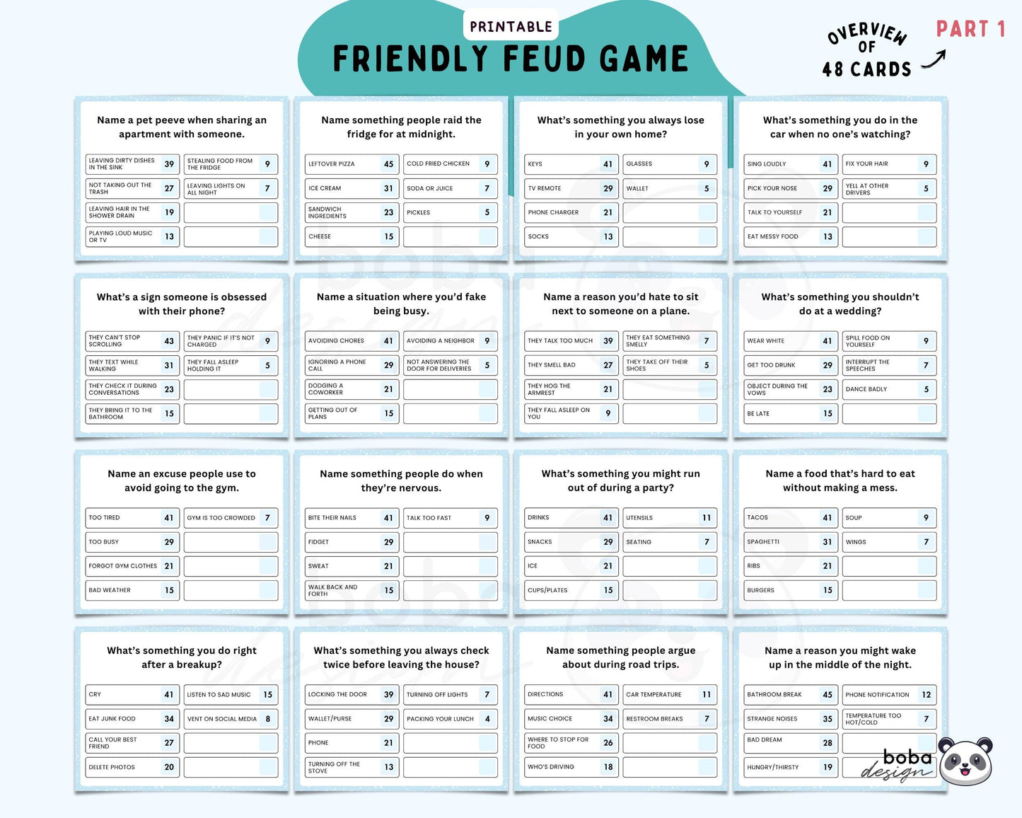 Friendly Feud - Printable Group Party Game