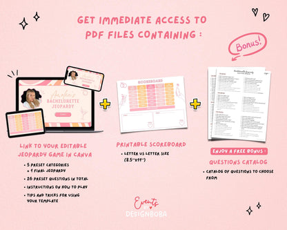Retro Pastel Vibes – Retro Bachelorette Jeopardy Game (Canva Template)