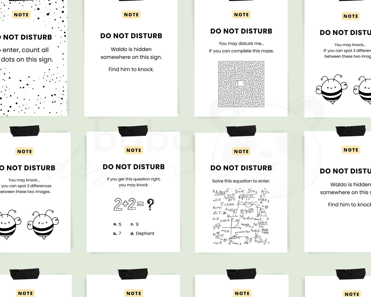 6 Funny Impossible Challenge Do not disturb Signs  - Printable Office Door and Desk Decor