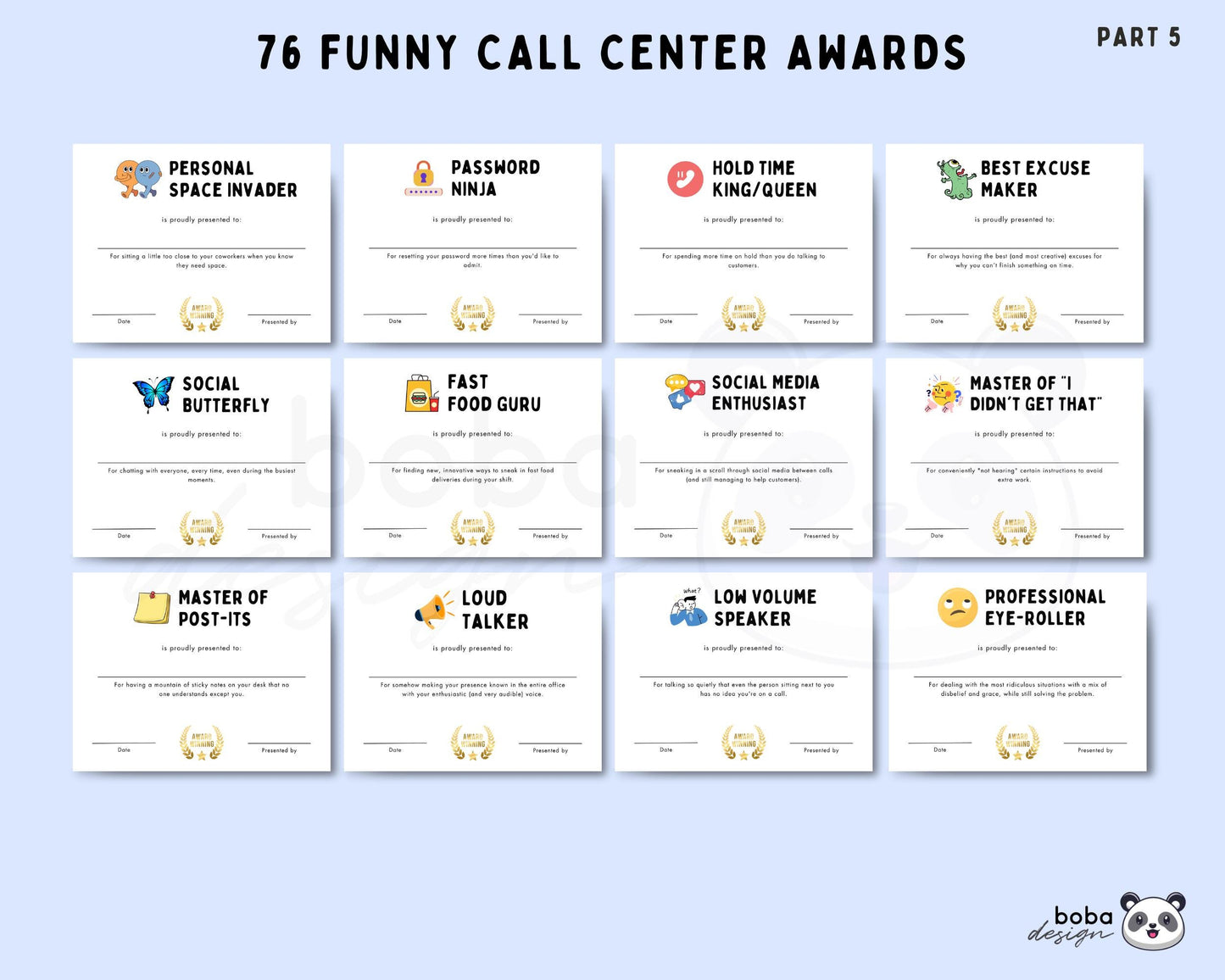 76 Funny Call Center Employee Awards - Printable Appreciation Awards