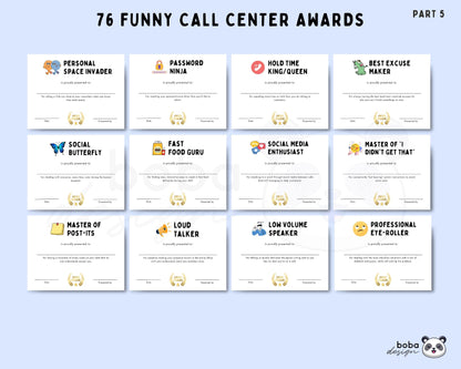 76 Funny Call Center Employee Awards - Printable Appreciation Awards