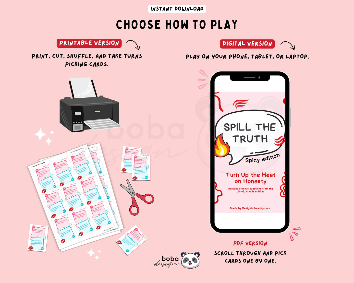 Spill the Truth (Spicy Edition) - Printable This or That Couple Drinking Game Cards