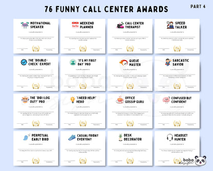 76 Funny Call Center Employee Awards - Printable Appreciation Awards