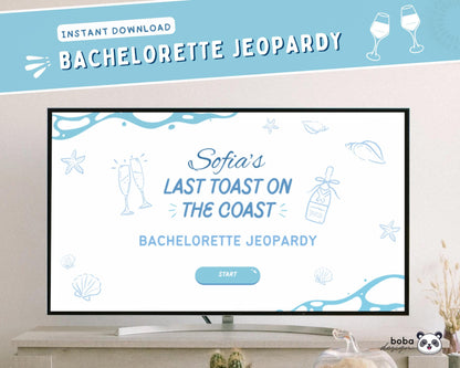 Last Toast on The Coast – Blue Bachelorette Jeopardy Game (Canva Template)