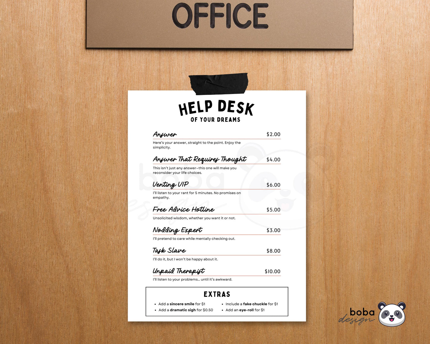 Funny Help Desk Sign - Passive Aggressive Office Decor