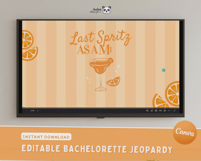 Last Spritz as a Miss Bachelorette Jeopardy Game