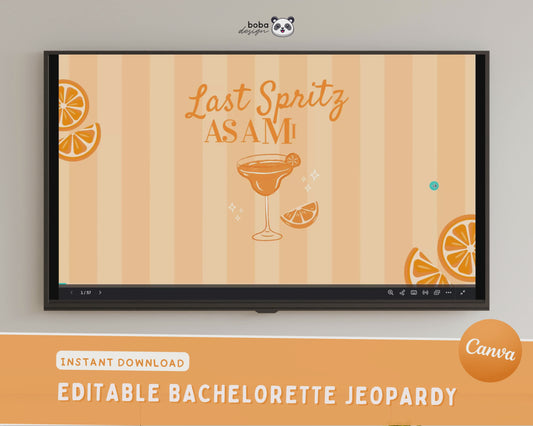 Last Spritz as a Miss Bachelorette Jeopardy Game